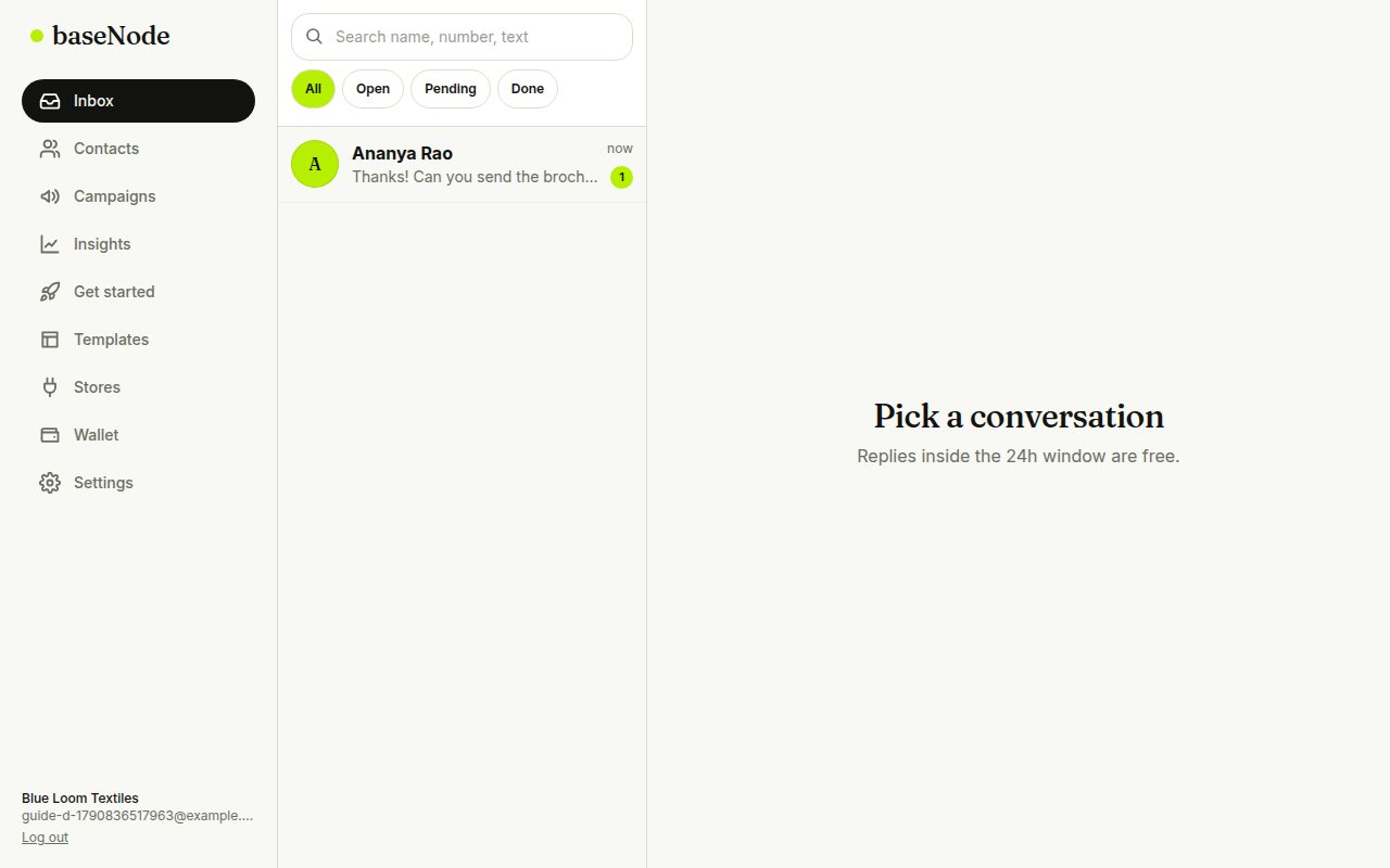 Inbox with a new unread reply (laptop)