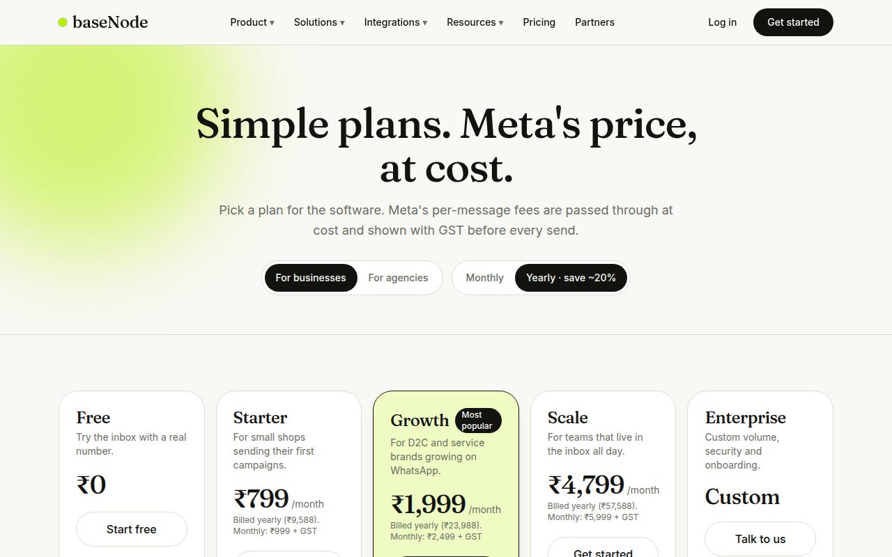 Public pricing page (laptop)