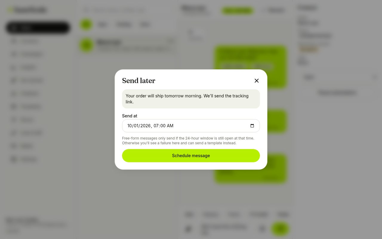 Choosing when to send a message (laptop)