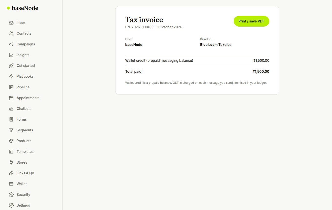 Printable tax invoice (laptop)