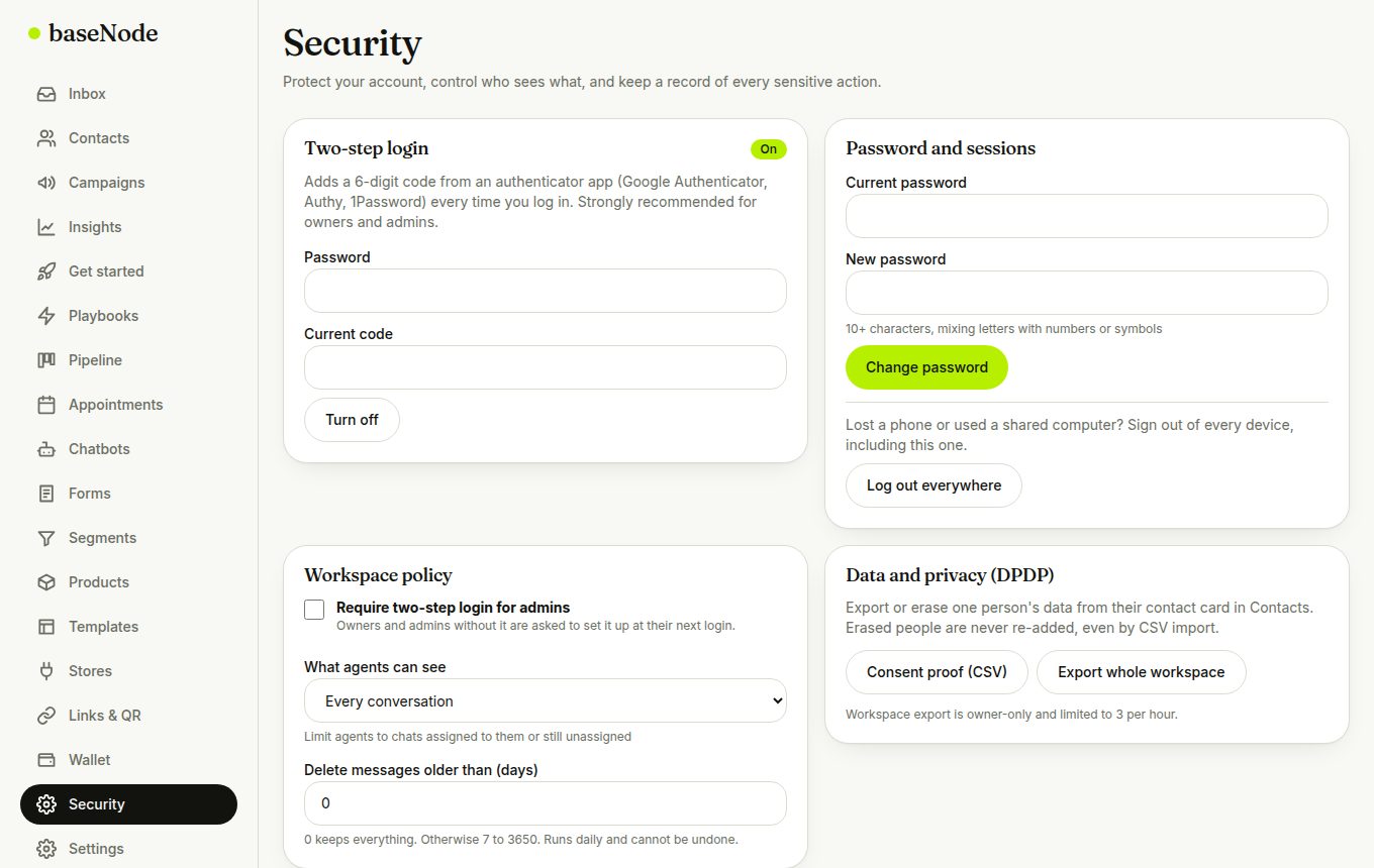 Security page (laptop)
