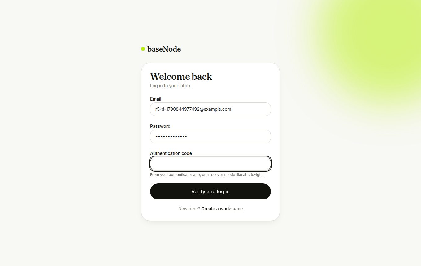 Login asking for the code (laptop)