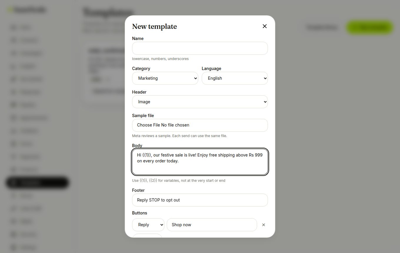 Template builder with preview (laptop)