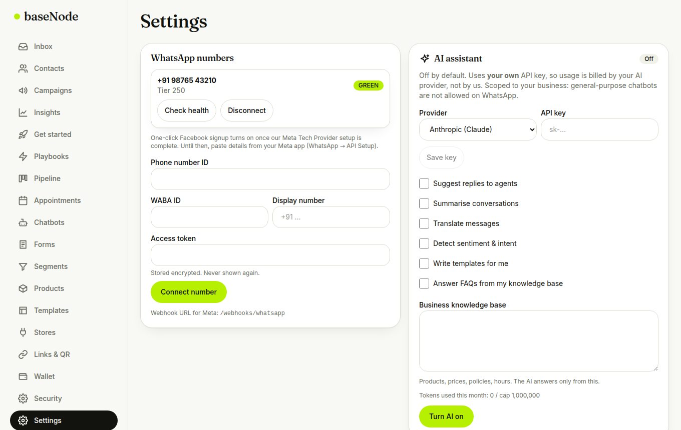 Settings with device preferences (laptop)
