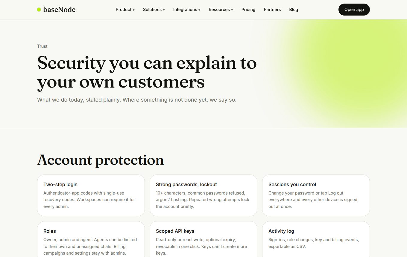Security and trust page (laptop)