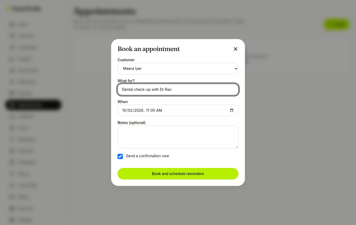 Booking form (laptop)