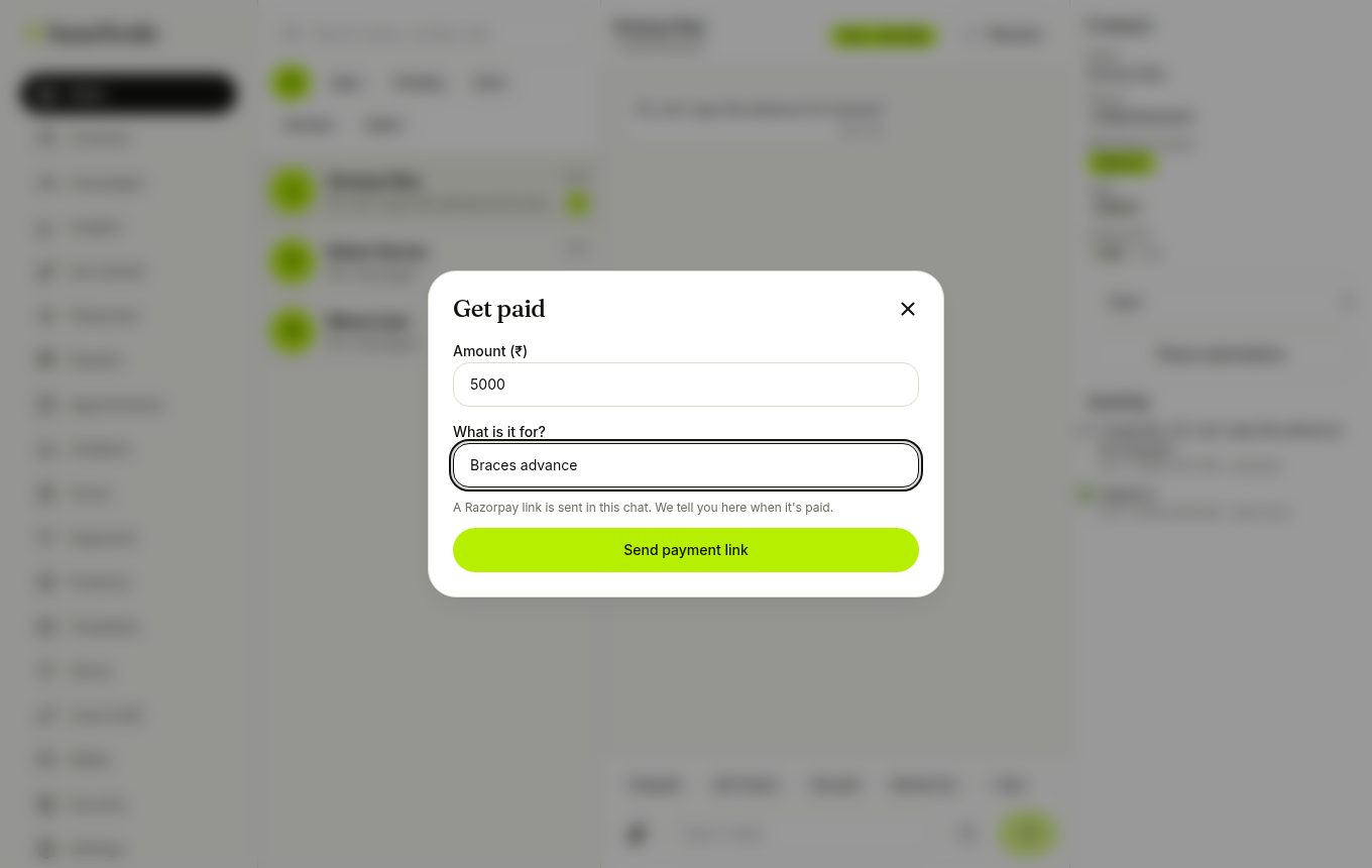 Payment link form (laptop)