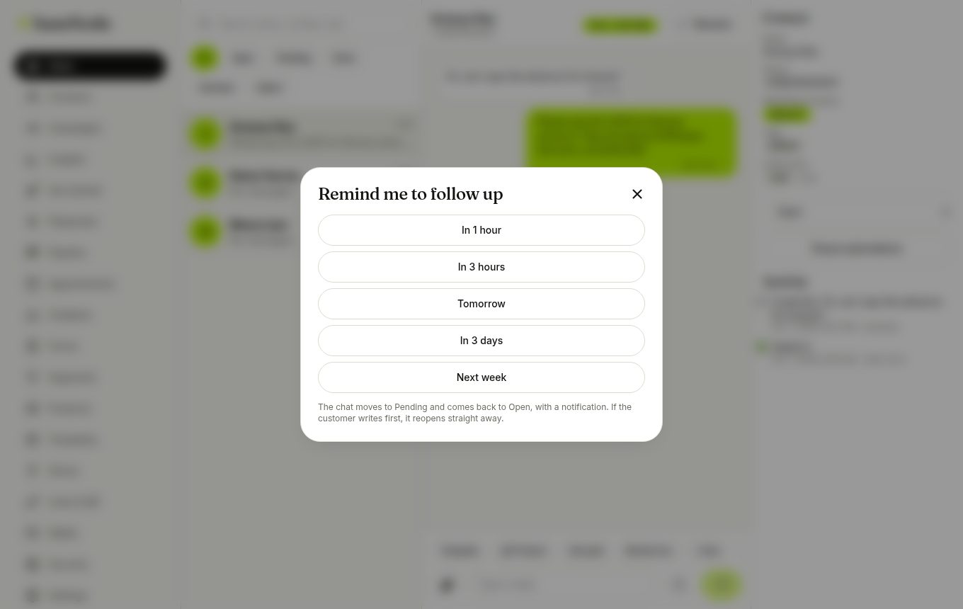 Reminder options (laptop)