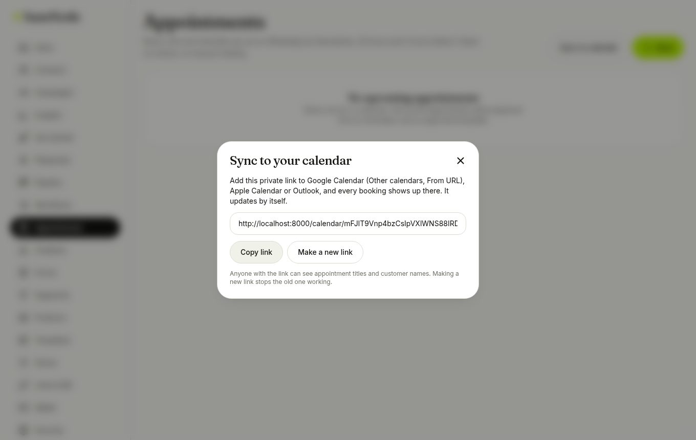 Calendar link (laptop)