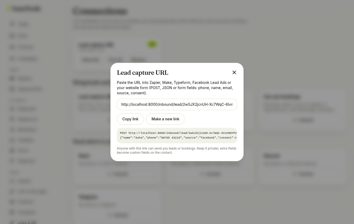 Your private lead link (laptop)