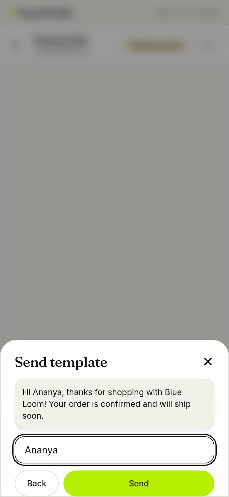 Choosing a template and filling its variable (phone)