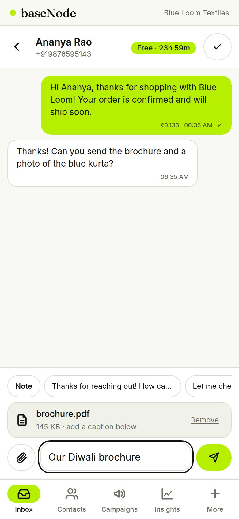 Attaching a PDF with a caption (phone)