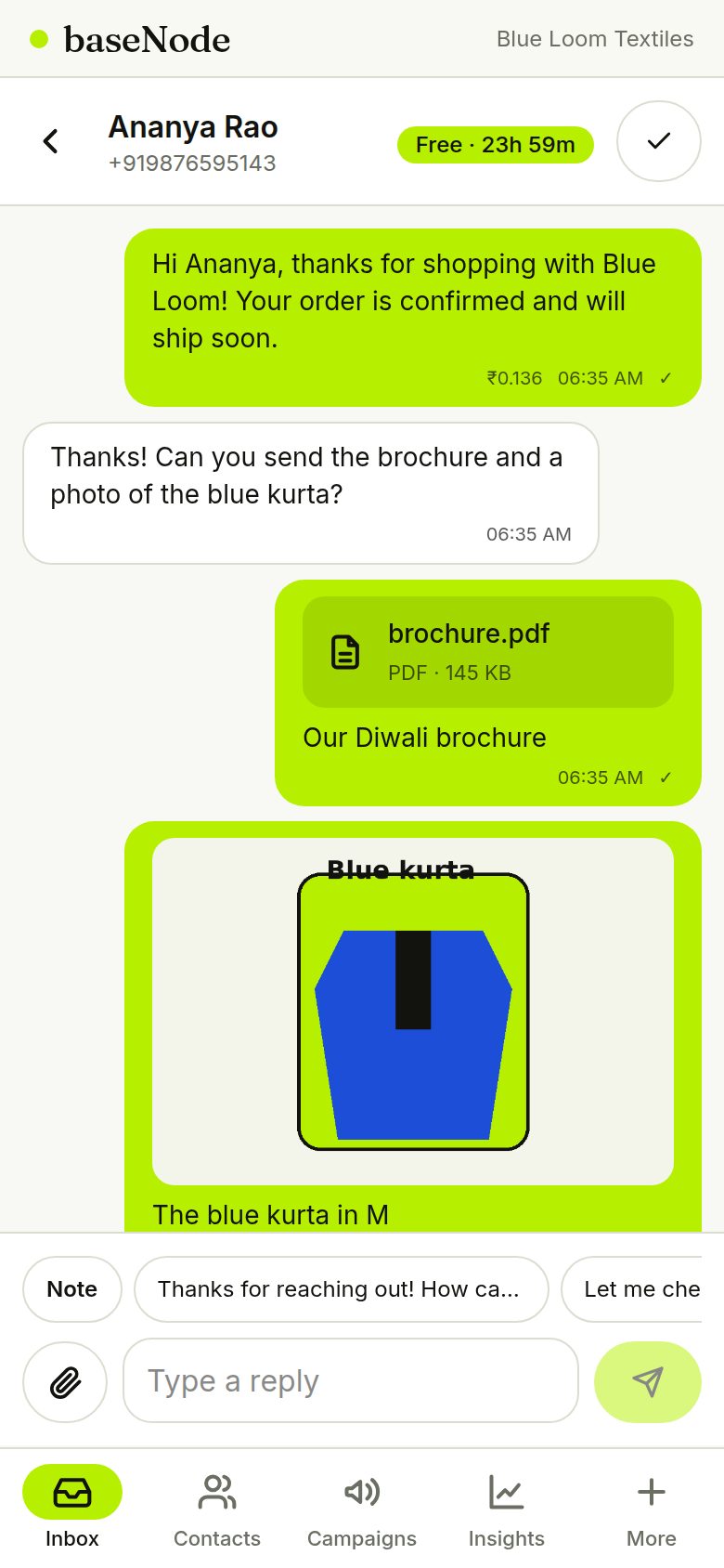 PDF and photo delivered in the conversation (phone)