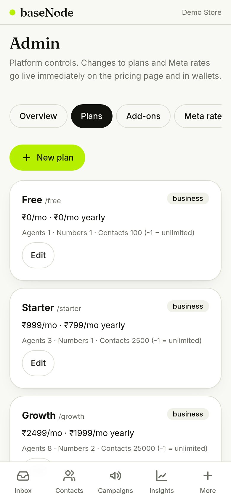 Admin: all plans (phone)