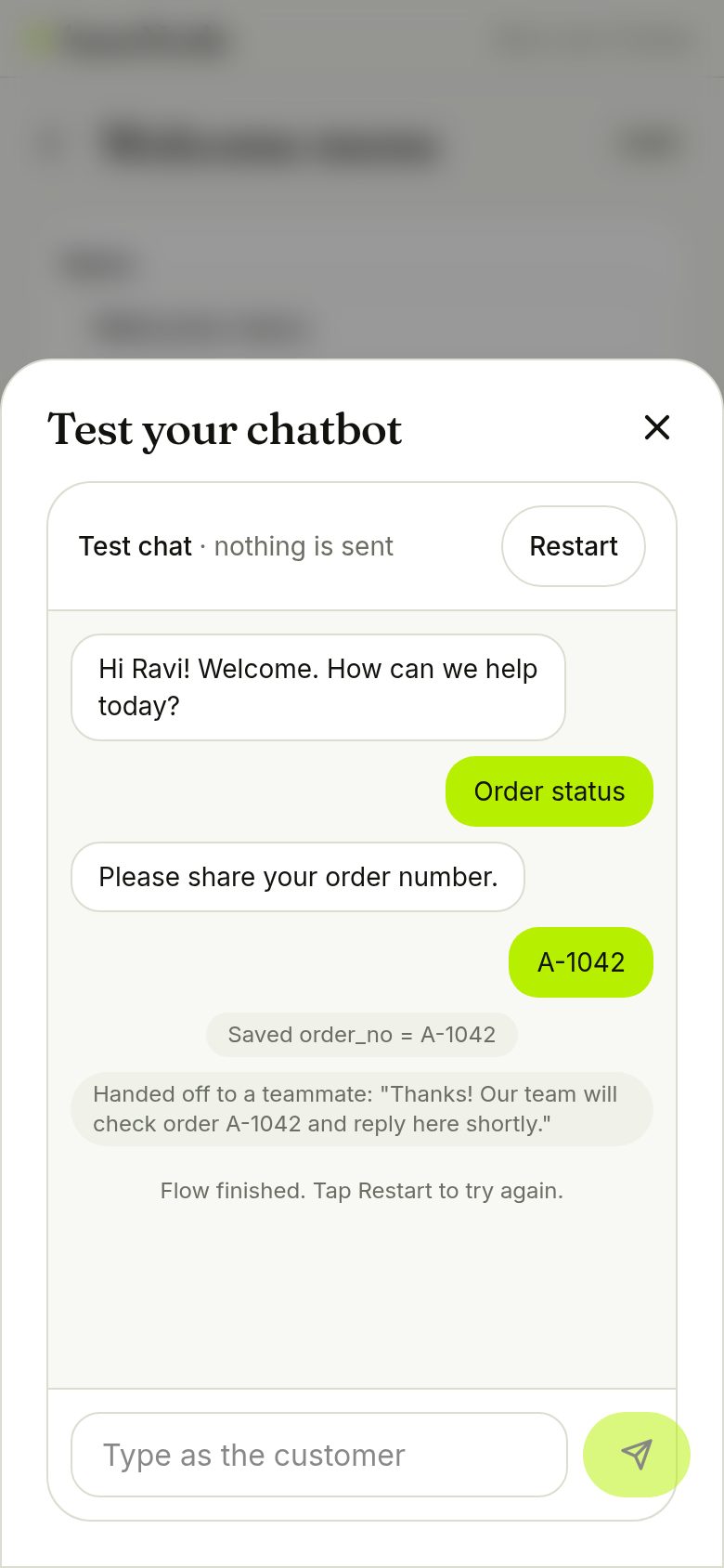 Simulator showing a full conversation (phone)