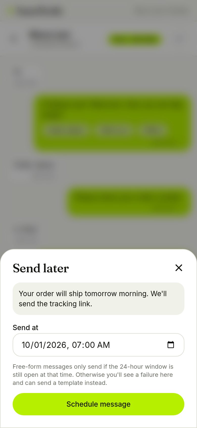 Choosing when to send a message (phone)