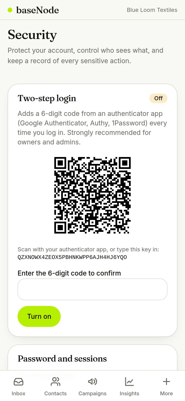 QR code and confirmation (phone)