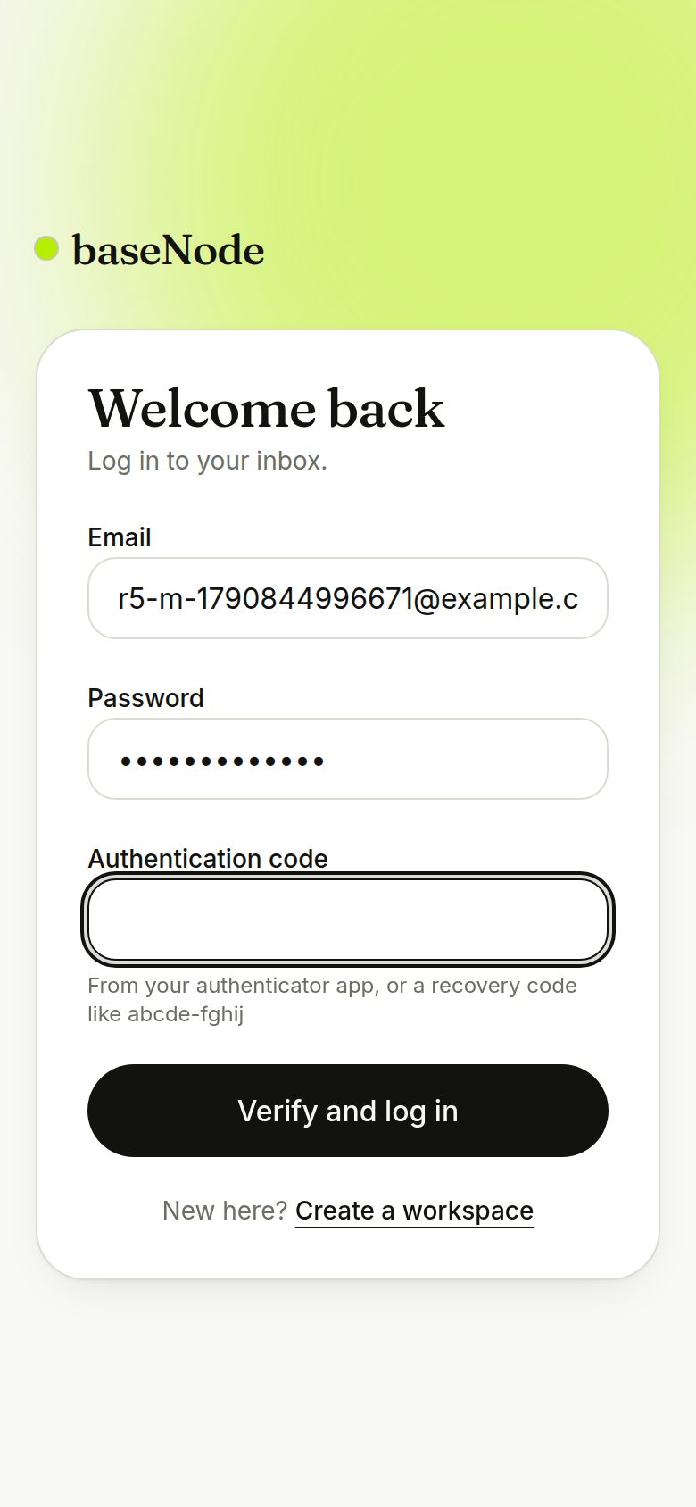 Login asking for the code (phone)