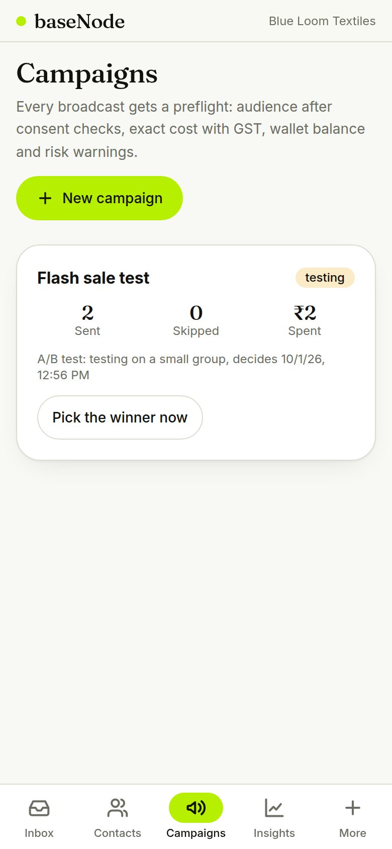 A/B test in progress (phone)