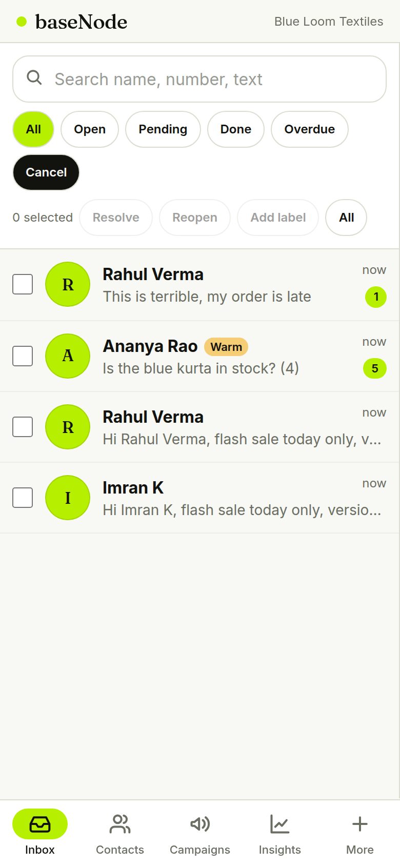 Bulk selection in the inbox (phone)