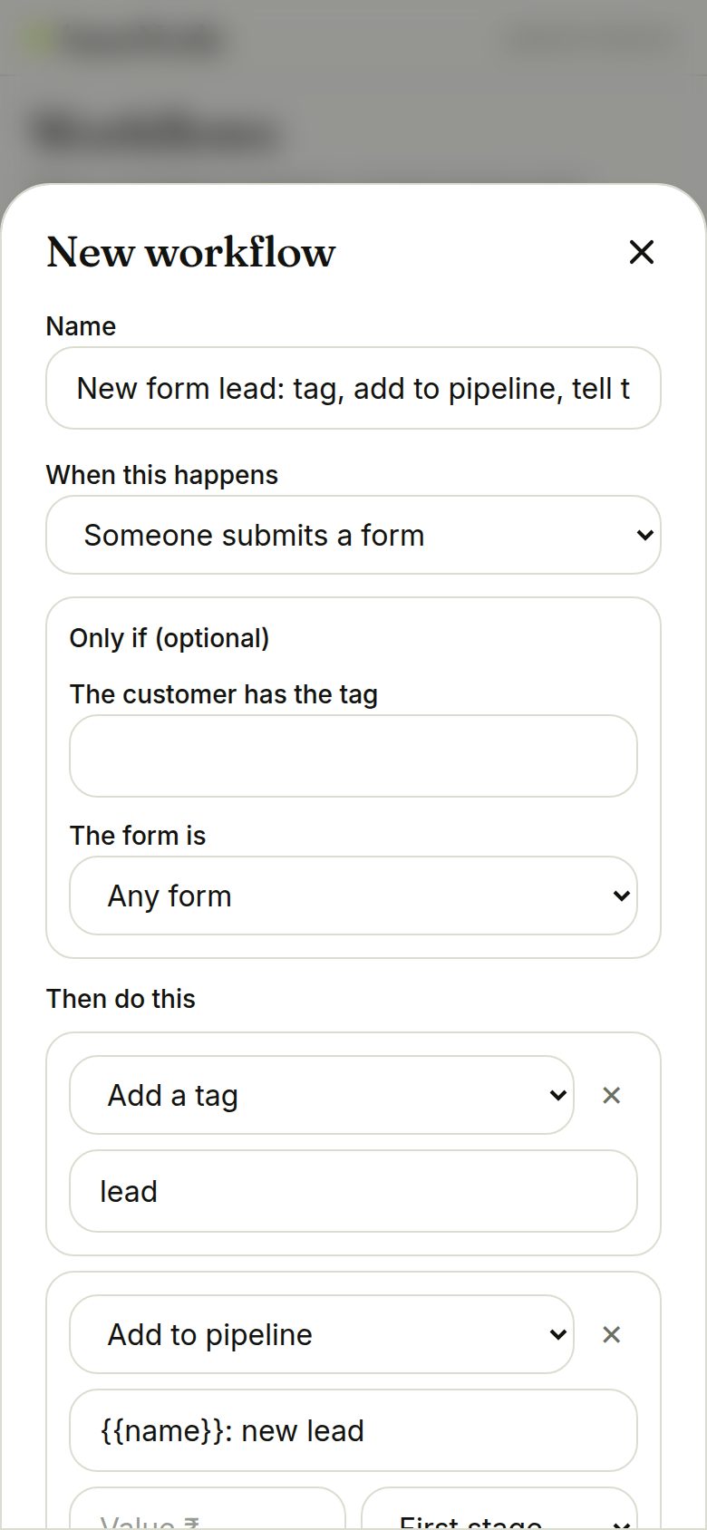 Building a workflow (phone)
