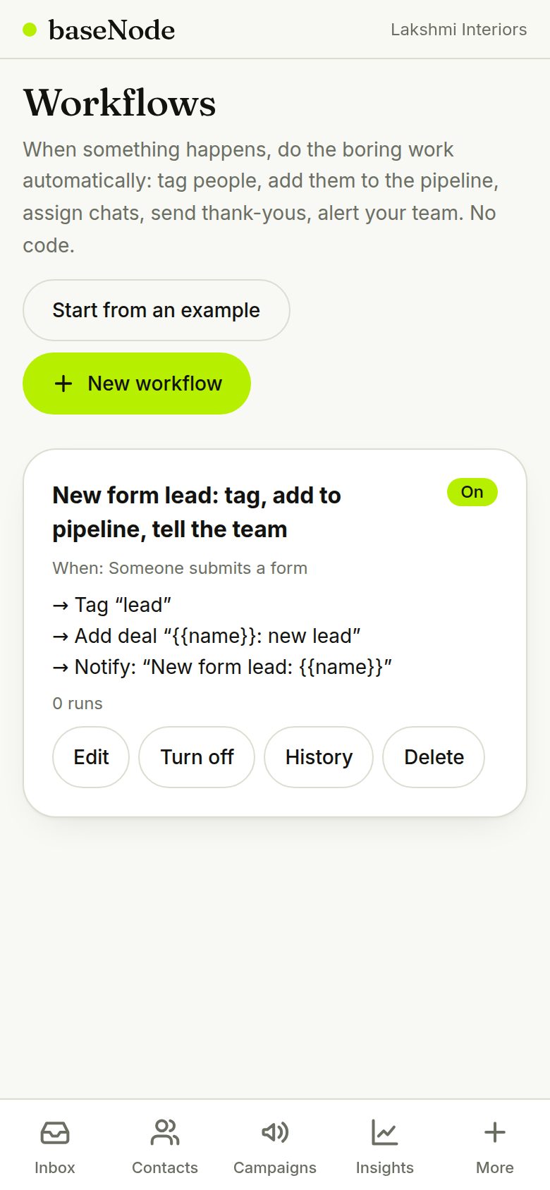 Your workflows (phone)