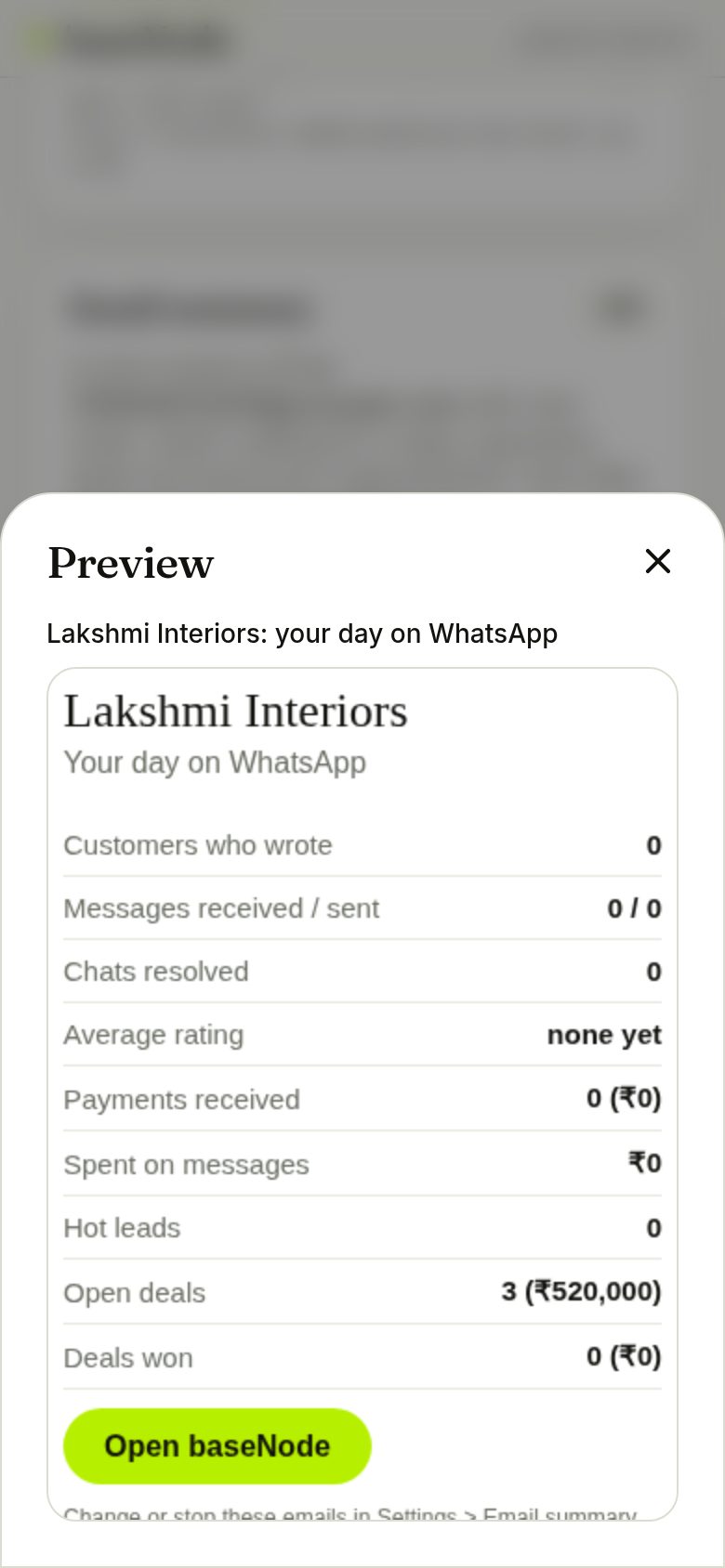 Email summary preview (phone)