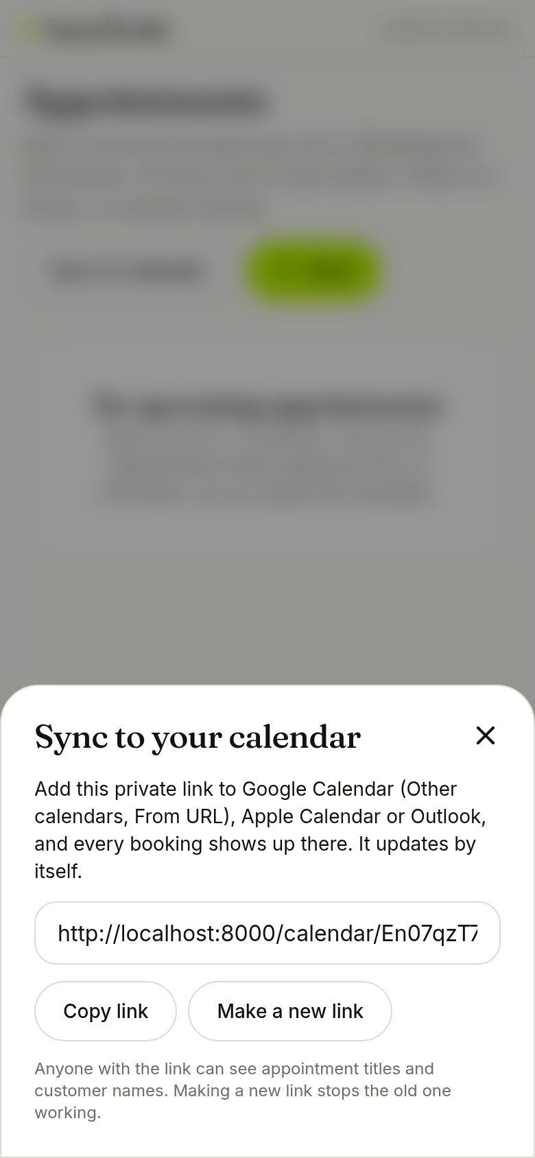 Calendar link (phone)