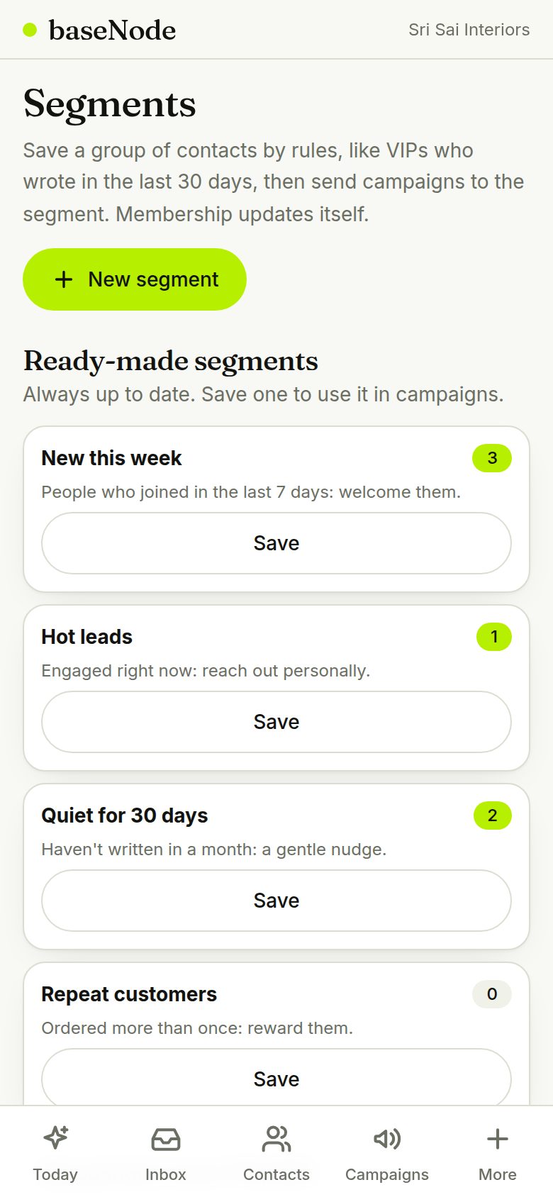 Smart segments (phone)